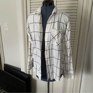 White and Gray Windowpane Button Down Shirt